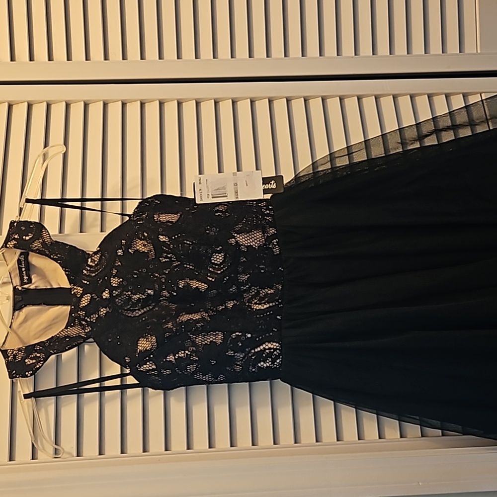 Sequin hearts dress black lace and Toole juniors size 0